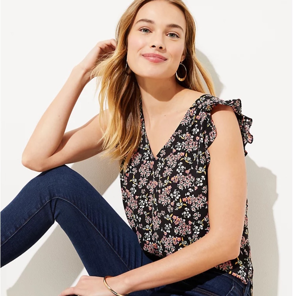 Loft Buttercup Bar Back Flutter Top - image 1